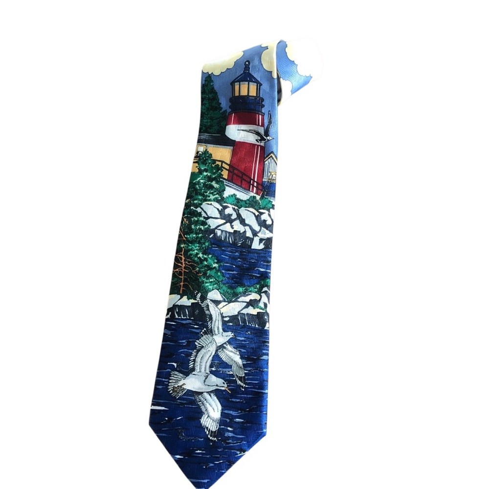 Vintage Beans McGee New England Lighthouse polyester neck tie